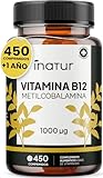 Vitamina B12 1000 mcg - 450 Comprimidos de Alta Potencia (Suministro para 15 Meses) | Apoya Energía, Metabolismo y Sistema Nervioso | Metilcobalamina de Alta Absorción, Vegano, Sin Lactosa, Sin OGM
