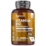 Vitamina B12 Vegana 1000 mcg - 450 Micro Comprimidos de Metilcobalamina B12 para Más de 1 Año de Suministro - Sin OGM y Sin Lactosa