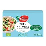El Granero Integral - Tofu Natural - 2 Unidades de 200 g - Fuente de Proteínas y Ácidos Grasos Omega-3 - Rico en Magnesio - 100% Vegetal - Sin Gluten - Apto para Veganos